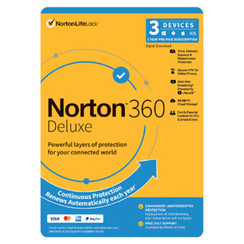 Norton 360 Deluxe Dark Web Monitoring 3 Devices 1Y Win/MAC (Email delivery)