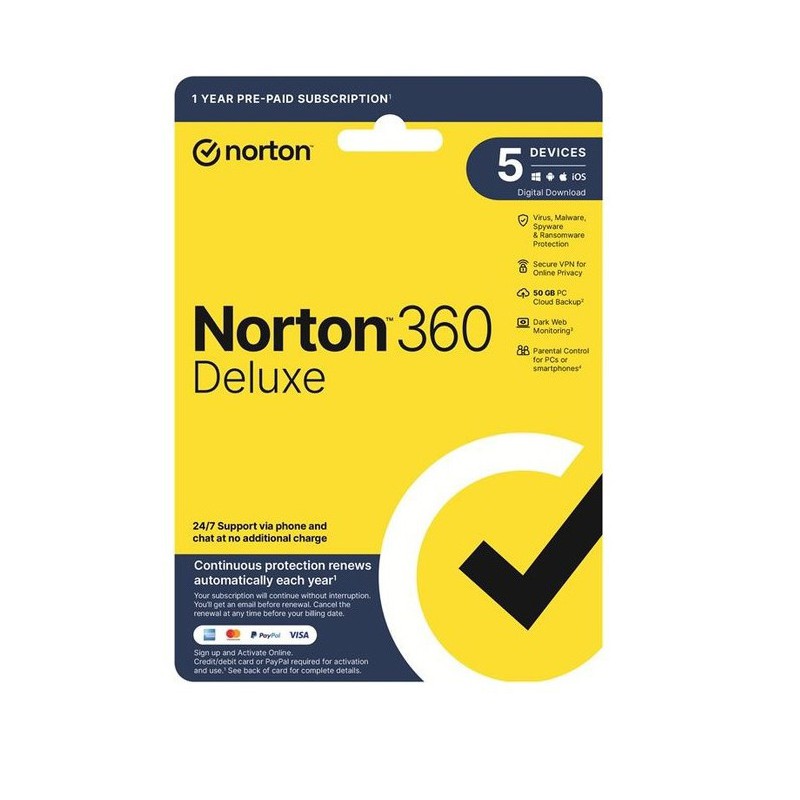 Norton 360 Deluxe Dark Web Monitoring 5 Devices 1Y Win/MAC (Email delivery)