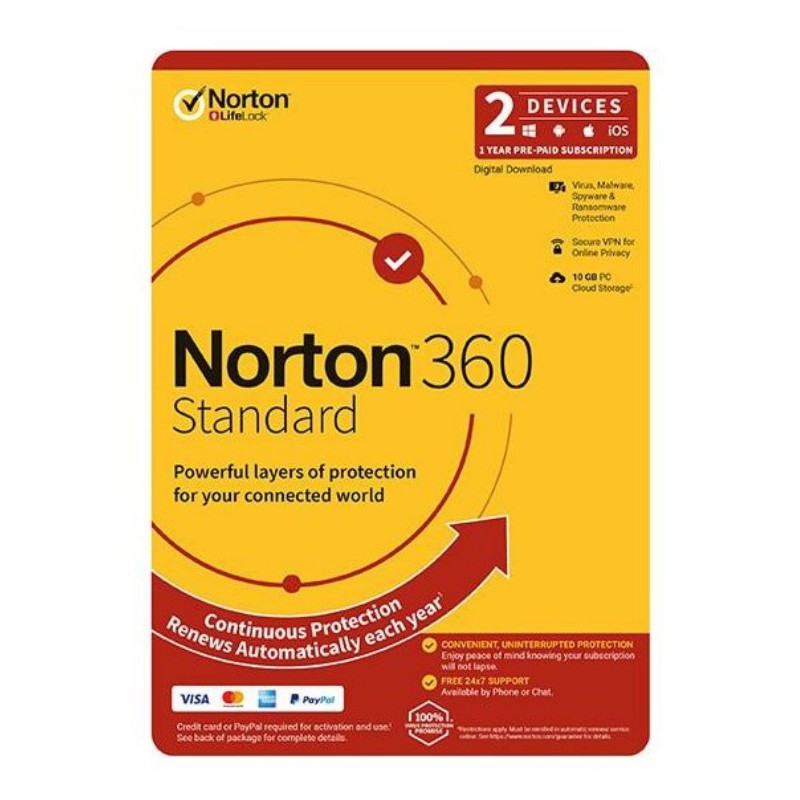 Symantec Norton 360 Standard 2 Device 1Yr + VPN Security (Email Delivery)