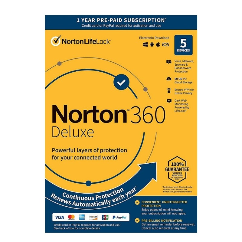 Norton 360 Deluxe Dark Web Monitoring 5 Devices 1Y Win/MAC (Email delivery)